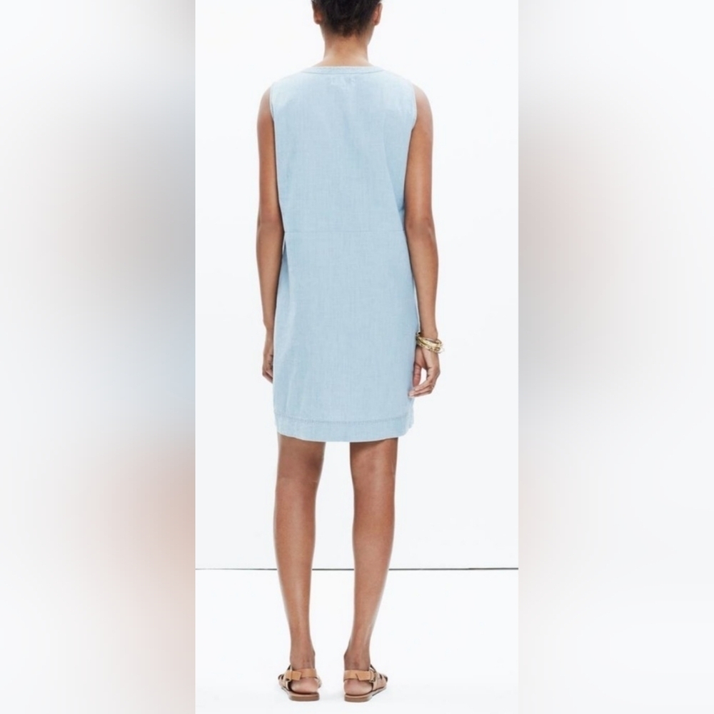 Madewell Shift Chambray Sleeveless Dress in Blue - Picture 4 of 7